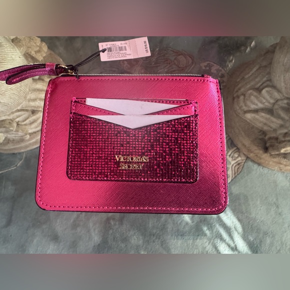 2 Victorias Secret  Sparkle Zip Card Case Wallet - Picture 2 of 7